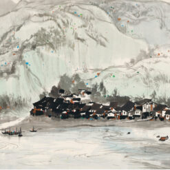 Wu Guanzhong 'Li River Town' – Elegant Landscape Oil Painting for Modern Home & Hotel Décor