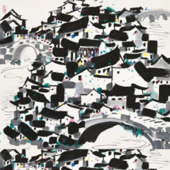 Wu Guanzhong 'A Village of Bridges' – Custom Oil Painting of Traditional Chinese Village