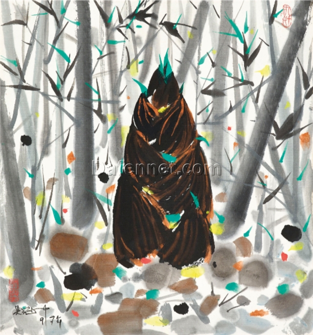 Spring Bamboo Shoots by Wu Guanzhong – Large Oil Painting for Hotel & Home Wall Art