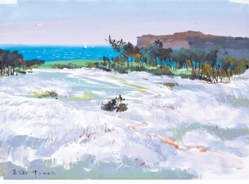 By the Sea – Wu Guanzhong Inspired Custom Oil Painting for Modern Interiors