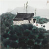 Wu Guanzhong Tea Field Oil Painting – Modern Chinese Rural Scenery for Home Décor