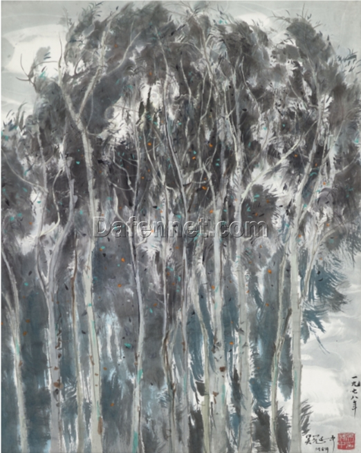 Yunnan Forest Custom Oil Painting – Wu Guanzhong Style Chinese Landscape Wall Art by DaFen Studio