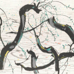 Fish in Motion – Large Abstract Oil Painting on Canvas, Wu Guanzhong Style, Custom Chinese Wall Art from DaFen Village
