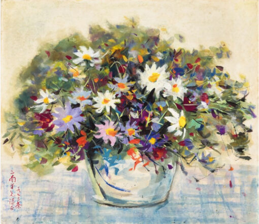Chinesische Pinsel inspirierte Ölgemälde - Wu Guanzhongs Blumen neu interpretiert für zeitgenössische Innenräume