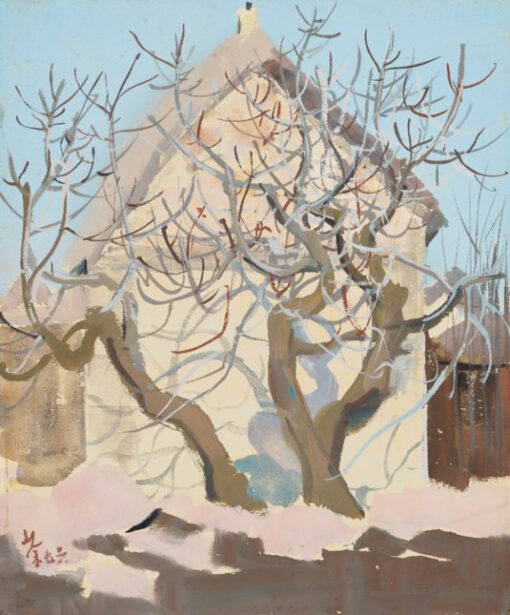 Fig Tree in Winter – Wu Guanzhong Inspired Chinese Landscape Oil Painting | DaFen Studio Custom Wall Art