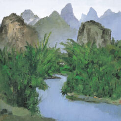 Modern Chinese Ink Style Oil Painting – Wu Guanzhong Style Wall Art | Custom Hand-Painted DaFen Canvas