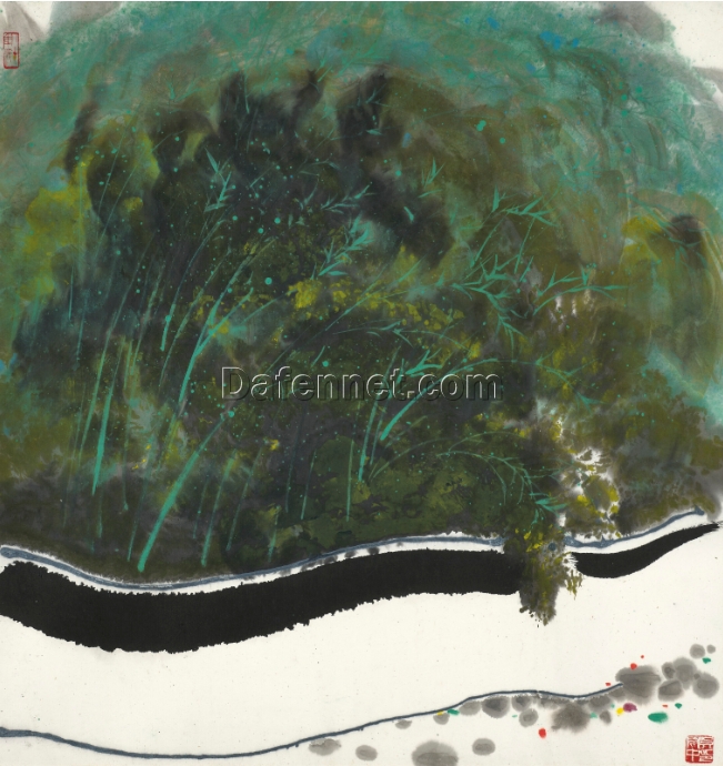 Wu Guanzhong-Inspired Bamboo Forest Oil Painting – Large-Scale Art for Modern Living & Hotel Décor