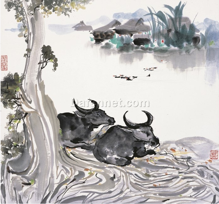 Wu Guanzhong Abstract Art on Canvas: Contemporary Chinese Oil Painting for Hotel & Home Décor