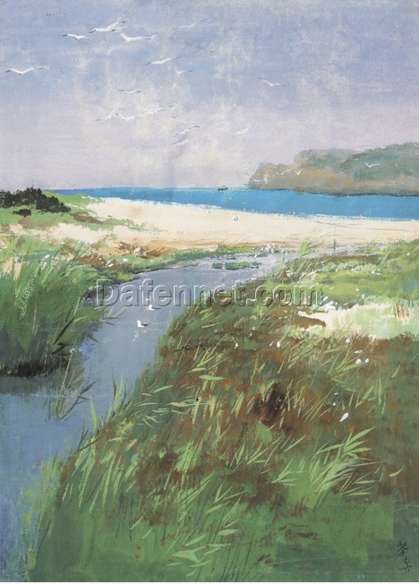 Wu Guanzhong ‘Majestic Landscape of the Wu River’ – Traditional Chinese Ink and Color Painting, Custom Oil Canvas Art for Home or Hotel Decor