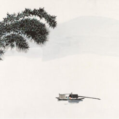 Wu Guanzhong’s Serene River Landscape - Original Oil Painting | Custom Art for Hotel Walls & Elegant Home Décor