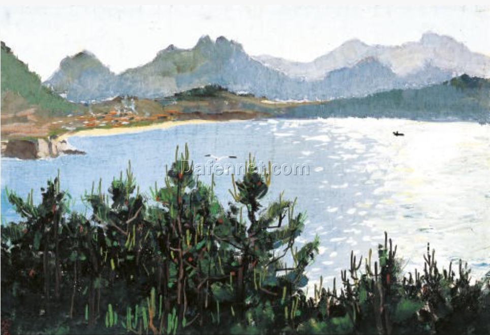 Wu Guanzhong’s River Village – Custom Oil Painting | Perfect Artwork for Modern Interiors and Hotels
