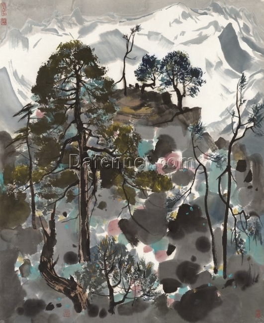 Wu Guanzhong’s Village by the River – Custom Oil Painting for Upscale Home & Hotel Spaces