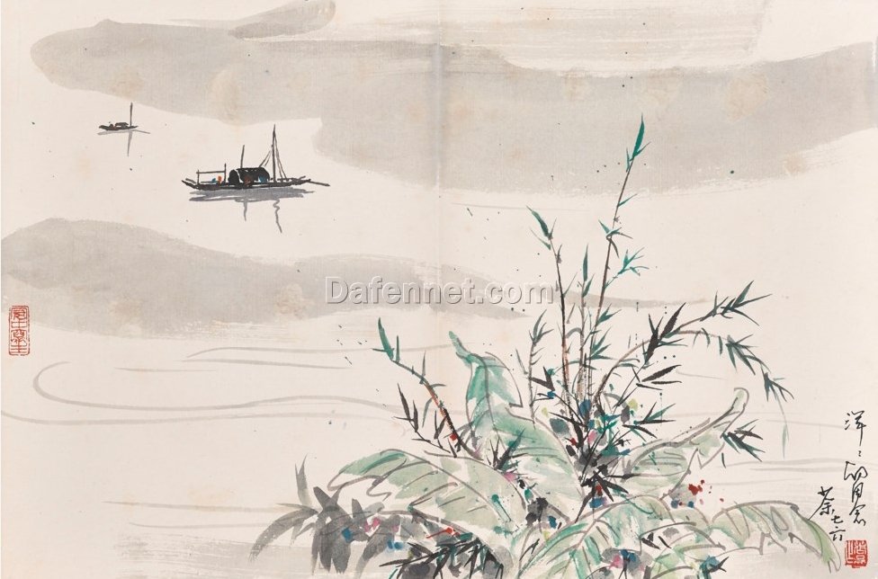 Wu Guanzhong Spring River Journey Oil Painting | Custom Framed Art for Home and Hotel Décor