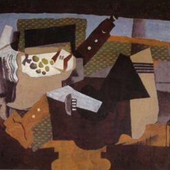 A Black Pedestal" by Georges Braque – Cubist Still Life – Handmade Oil Painting