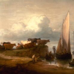 Thomas Gainsborough Rococo Landscape Painting: A Coastal Landscape (1782) Oil on Canvas