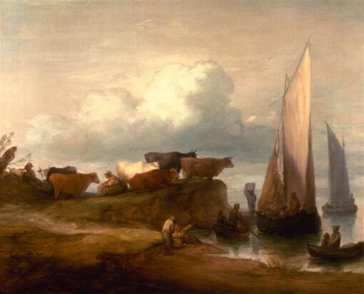 Thomas Gainsborough Rococo Landscape Painting: A Coastal Landscape (1782) Oil on Canvas