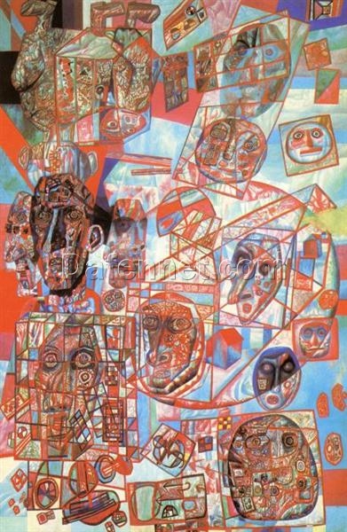Custom Oil Reproduction of Pavel Filonov’s A Man in the World (1925) – Allegorical Painting in Analytical Realism