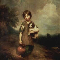 Thomas Gainsborough Rococo Portrait: A Peasant Girl with Dog and Jug (1785) Oil on Canvas
