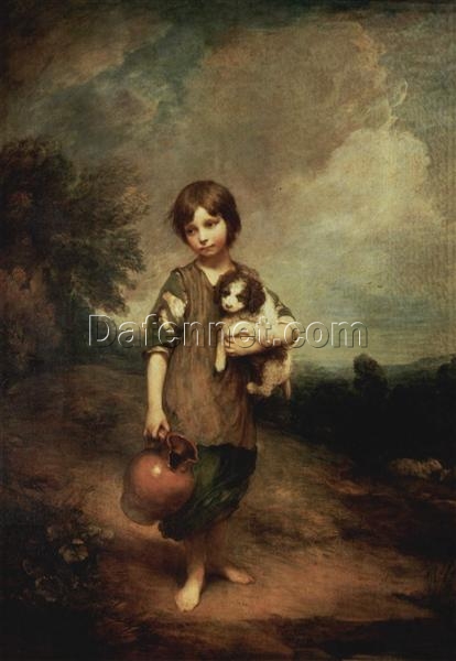 Thomas Gainsborough Rococo Portrait: A Peasant Girl with Dog and Jug (1785) Oil on Canvas