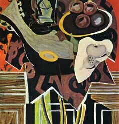 Georges Braque 'A Red Pedestal' 1939 – Abstract Still Life Oil Painting, Hand-Painted on Canvas