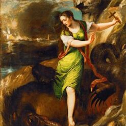 Saint Margaret and the Dragon – Titian, c.1565, Mannerist Religious Painting