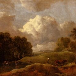 INSPIRED BY Thomas Gainsborough’s "An Extensive Landscape With Cattle and a Drover" – Custom Oil Painting for Country Home Décor | DaFen Village Studio