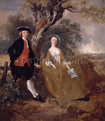 INSPIRED BY Rococo Elegance – Custom Oil Painting of an Unknown Couple in a Serene Landscape | DaFen Village Studio