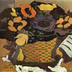 Handmade "Anemones" by Georges Braque – Expressionist Floral Oil Painting