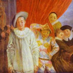 Buy Harlequin, Pierrot and Scapin by Antoine Watteau – 1716 Rococo Oil Painting | DaFen Village Studio
