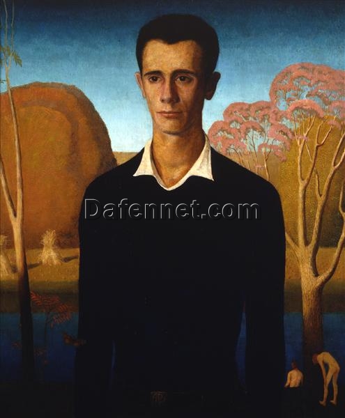 Grant Wood ‘Arnold Comes of Age’ 1930 – Iconic Regionalist Portrait Oil on Wood Reproduction