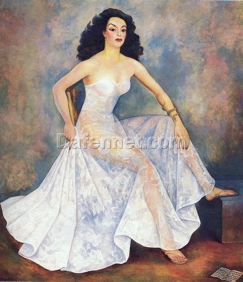 Diego Rivera’s ‘La Doña’ 1949 Portrait – María Félix Art Deco Oil Painting Reproduction on Canvas