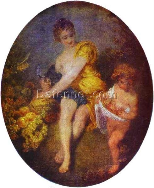 Autumn by Antoine Watteau – c.1716 Allegorical Rococo Oil Painting Reproduction | DaFen Village Studio