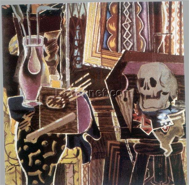 Georges Braque ‘Balustre et Crane’ 1938 – Abstract Vanitas Still Life, Oil on Canvas
