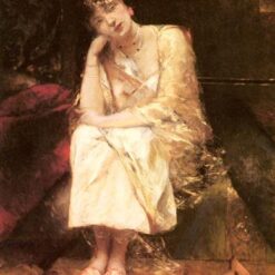 Contemplation by Benjamin Constant: Romanticism Oil Genre Painting