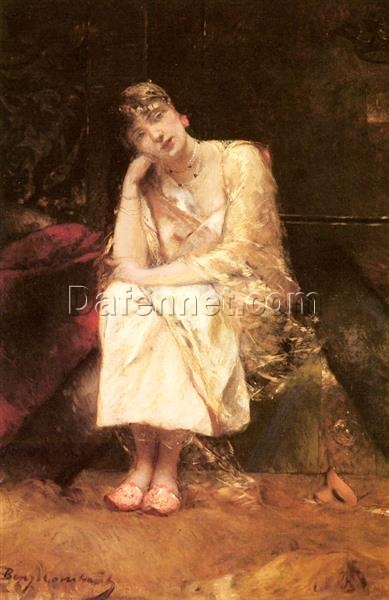 Contemplation by Benjamin Constant: Romanticism Oil Genre Painting