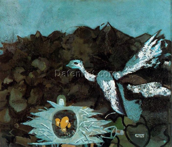 Georges Braque ‘Bird and Its Nest’ 1958 – Hand-Painted Expressionist Animal Oil Painting, Canvas Reproduction