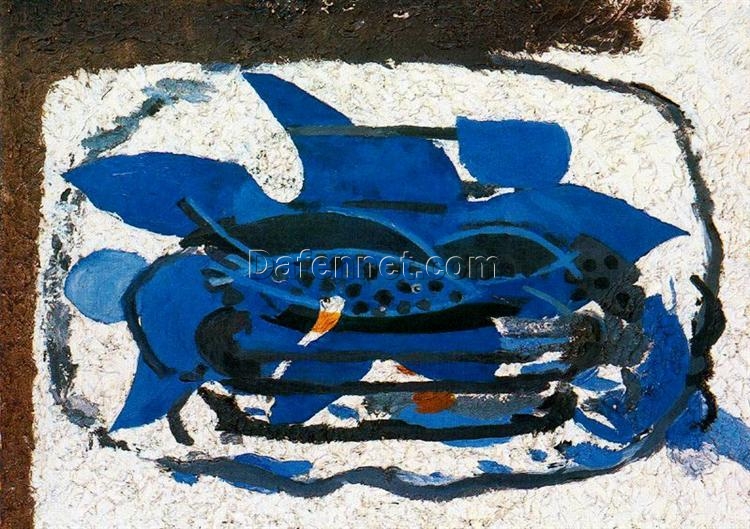 Georges Braque ‘Blue Aquarium’ 1962 – Abstract Expressionist Still Life, Oil on Canvas Reproduction