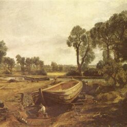 John Constable Boat Building – 1815 Romantic Oil Painting on Canvas, V&A London