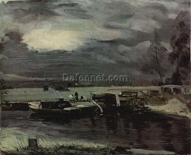 Custom Oil Painting: Boats on the Stour by John Constable (1811) – Classic Landscape Art