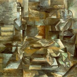Bottle and Fishes by Georges Braque – 1910-1912 Analytical Cubist Still Life