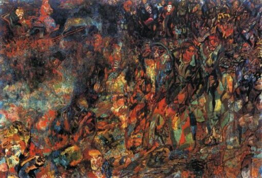 Bourgeois in a Carriage by Pavel Filonov – Russian Avant-Garde Oil Painting Reproduction | DaFen Village Studio