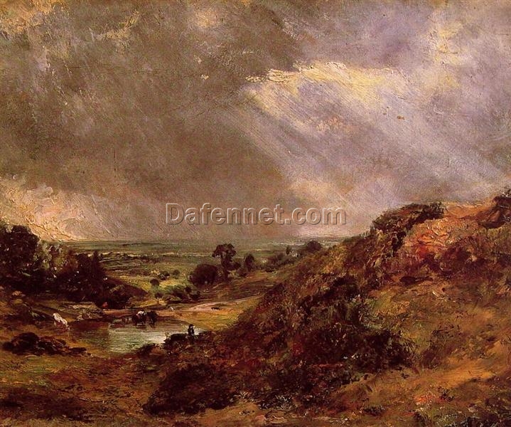 John Constable Branch Hill Pond Hampstead – 1819 Romantic Oil on Canvas Landscape