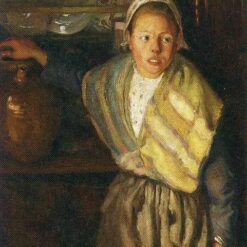 Hand-Painted Diego Rivera 'Breton Girl' 1910 Portrait - European Period Social Realism Oil Painting Reproduction