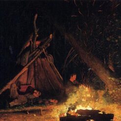 Winslow Homer Realism Genre Painting: Camp Fire (1880) Oil on Canvas