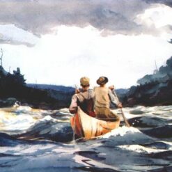 Winslow Homer Realism Genre Painting: Canoe in the Rapids (1897) Oil on Canvas