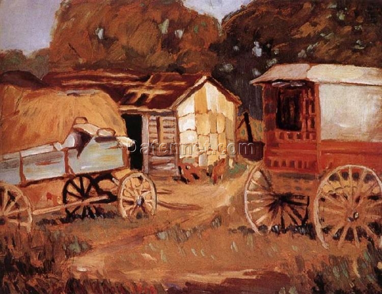 Grant Wood The Horsetraders Landscape Painting – Custom Oil Reproduction from DaFen Village Studio