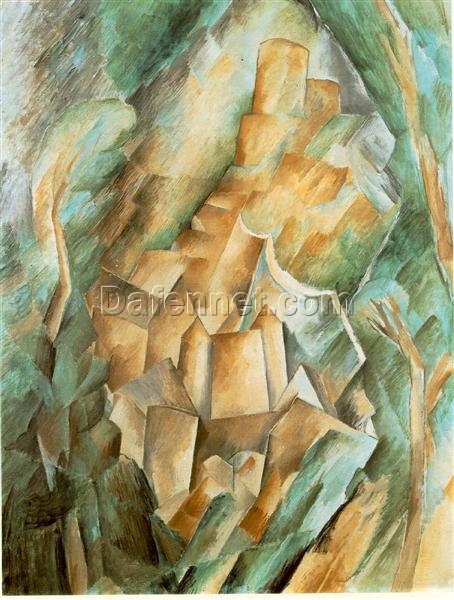 Georges Braque “Castle at La Roche Guyon” – Cubist Landscape Oil Painting Reproduction
