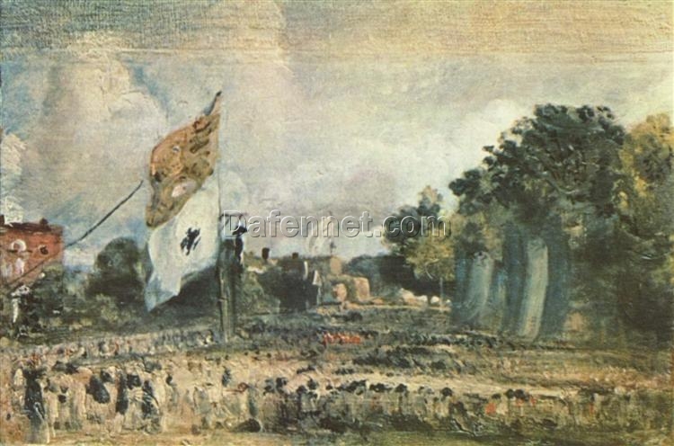 John Constable Celebration of the General Peace of 1814 in East Bergholt – Romantic History Painting on Canvas