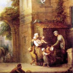 Hand-Painted Thomas Gainsborough 'Charity Relieving Distress' Oil Painting Reproduction – Rococo Style Genre Scene – Dafen Village Art Studio Canvas Masterpiece