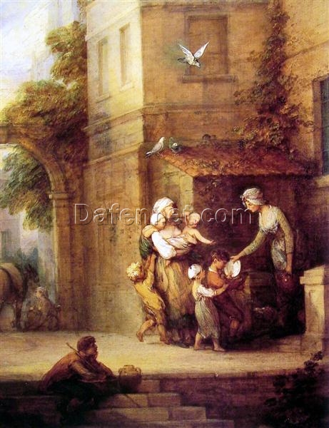 Hand-Painted Thomas Gainsborough ‘Charity Relieving Distress’ Oil Painting Reproduction – Rococo Style Genre Scene – Dafen Village Art Studio Canvas Masterpiece